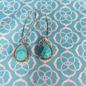 Kendra Scott gold wire drops with turquoise stone